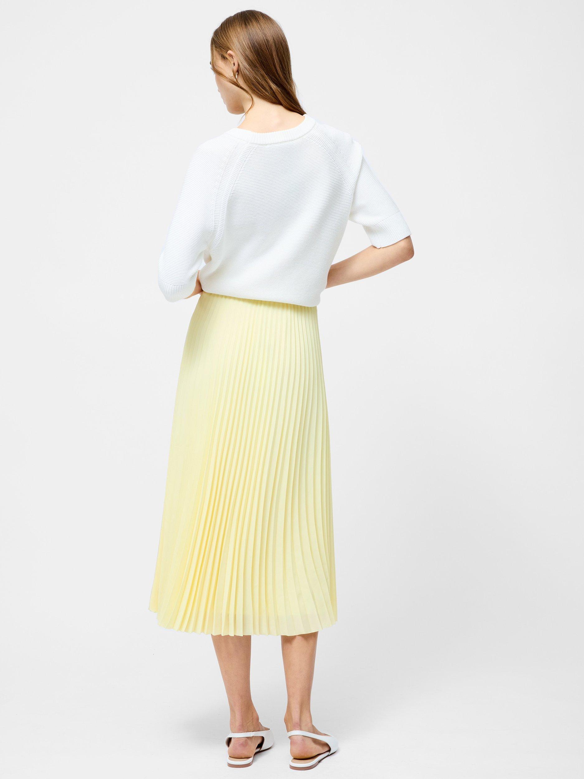 Product image 4 of 5, which shows French Connection Sunburst Crepe Pleated Midi Skirt, Yellow, L