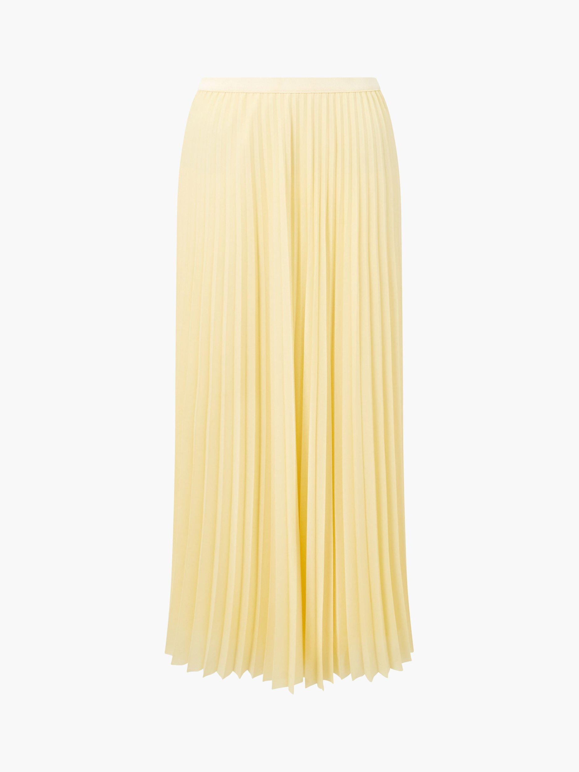 Product image 5 of 5, which shows French Connection Sunburst Crepe Pleated Midi Skirt, Yellow, L