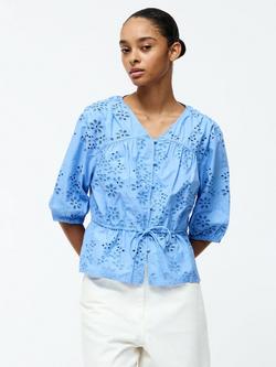 French Connection Cambria Broderie Top, Cornflower Blue, Cornflower Blue