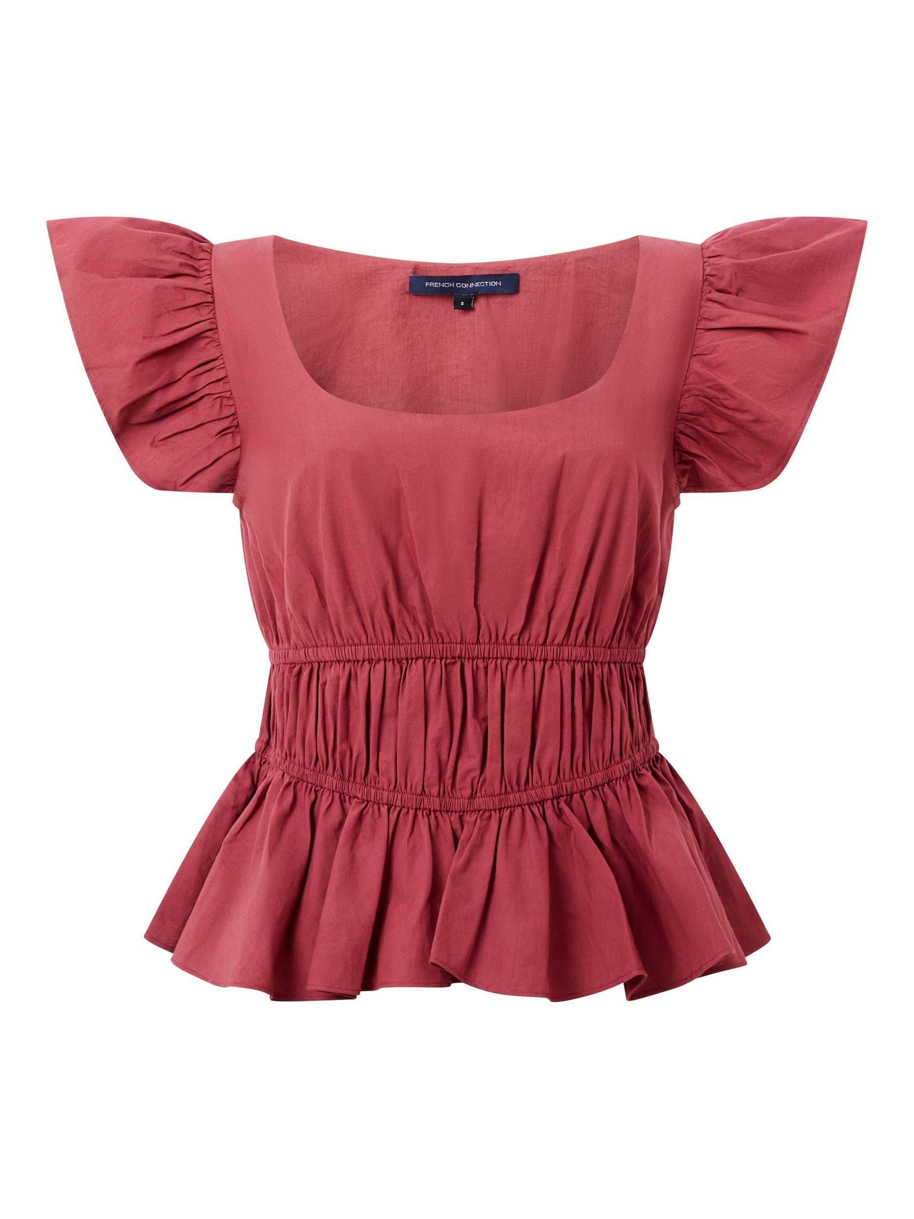 Product image 1 of 1, which shows French Connection Cambria Scoop Neck Top, Summer Burgundy, 10