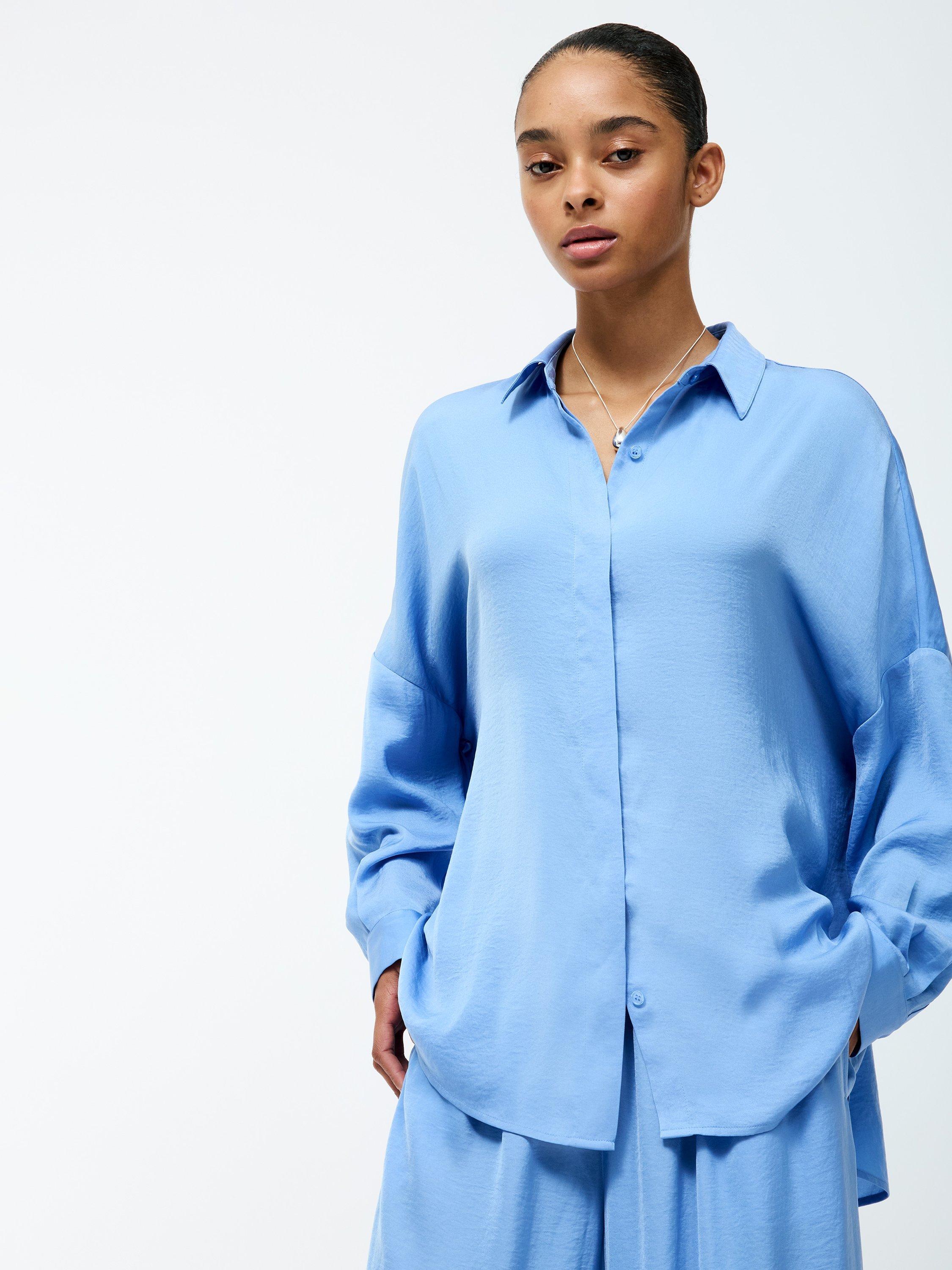 Product image 1 of 5, which shows French Connection Damasco Air Flow Shirt, Cornflower Blue, XS