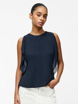 French Connection Eden Georgette Flutter Sleeve Top, Navy