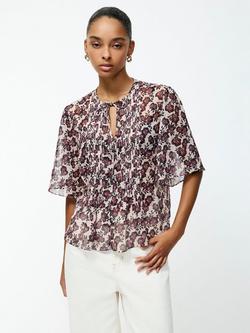 French Connection Elyse Crinkle Floral Top, Blush/Multi, Blush/Multi