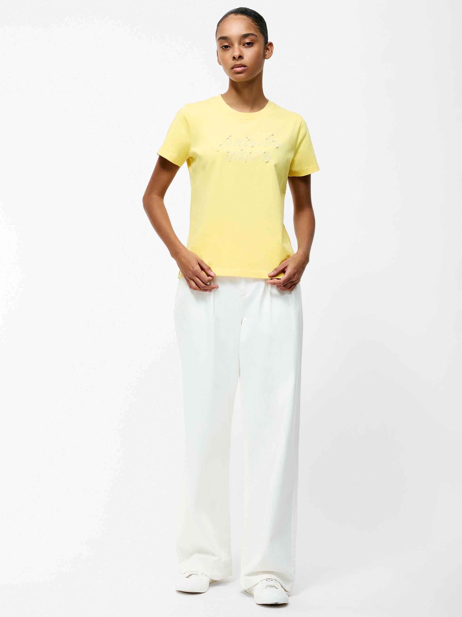 Product image 2 of 5, which shows French Connection Joie De Vivre T-Shirt, Butter Yellow, M