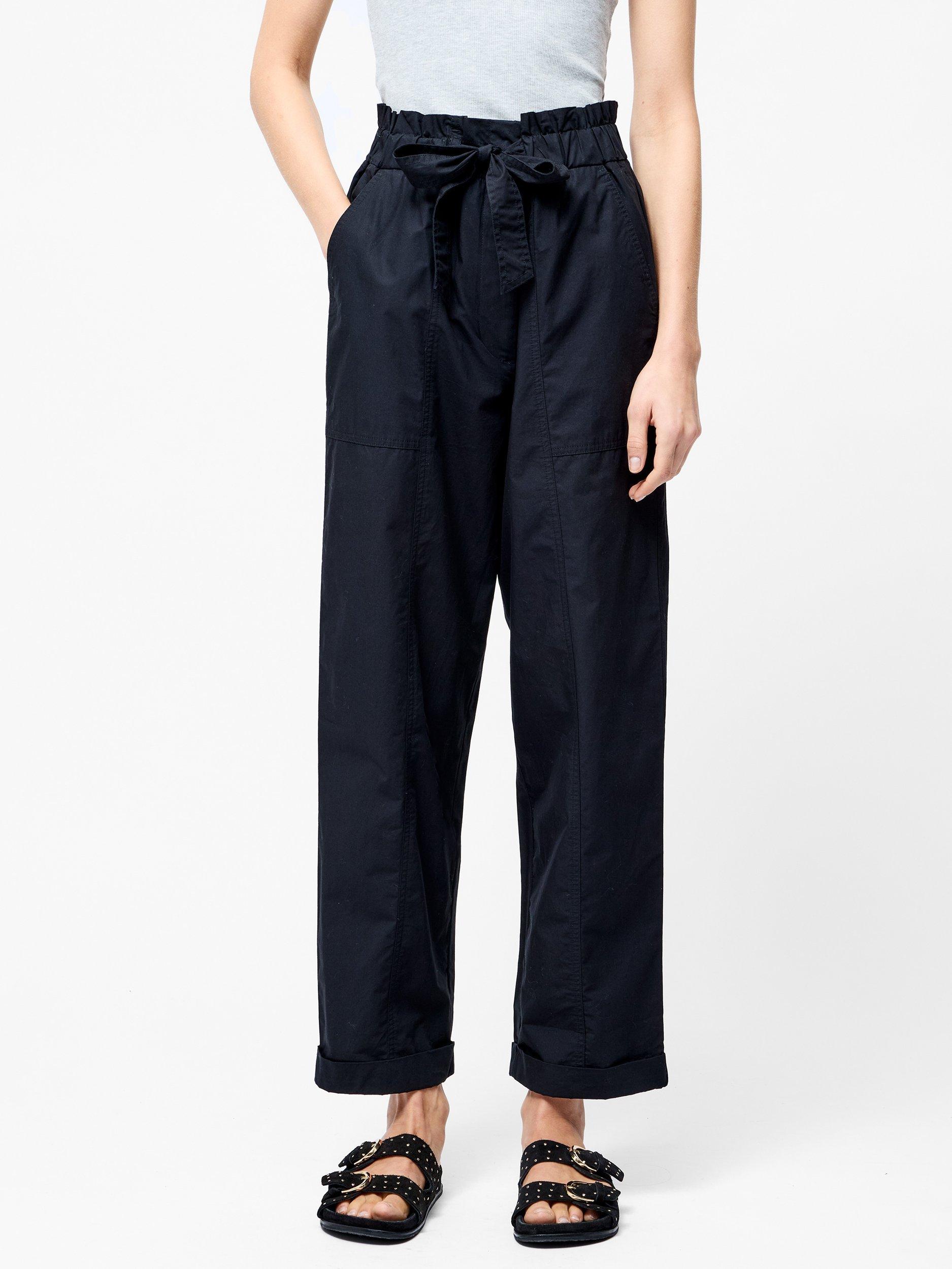 Product image 4 of 5, which shows French Connection Paperbag Waist Straight Trousers, Black, XS
