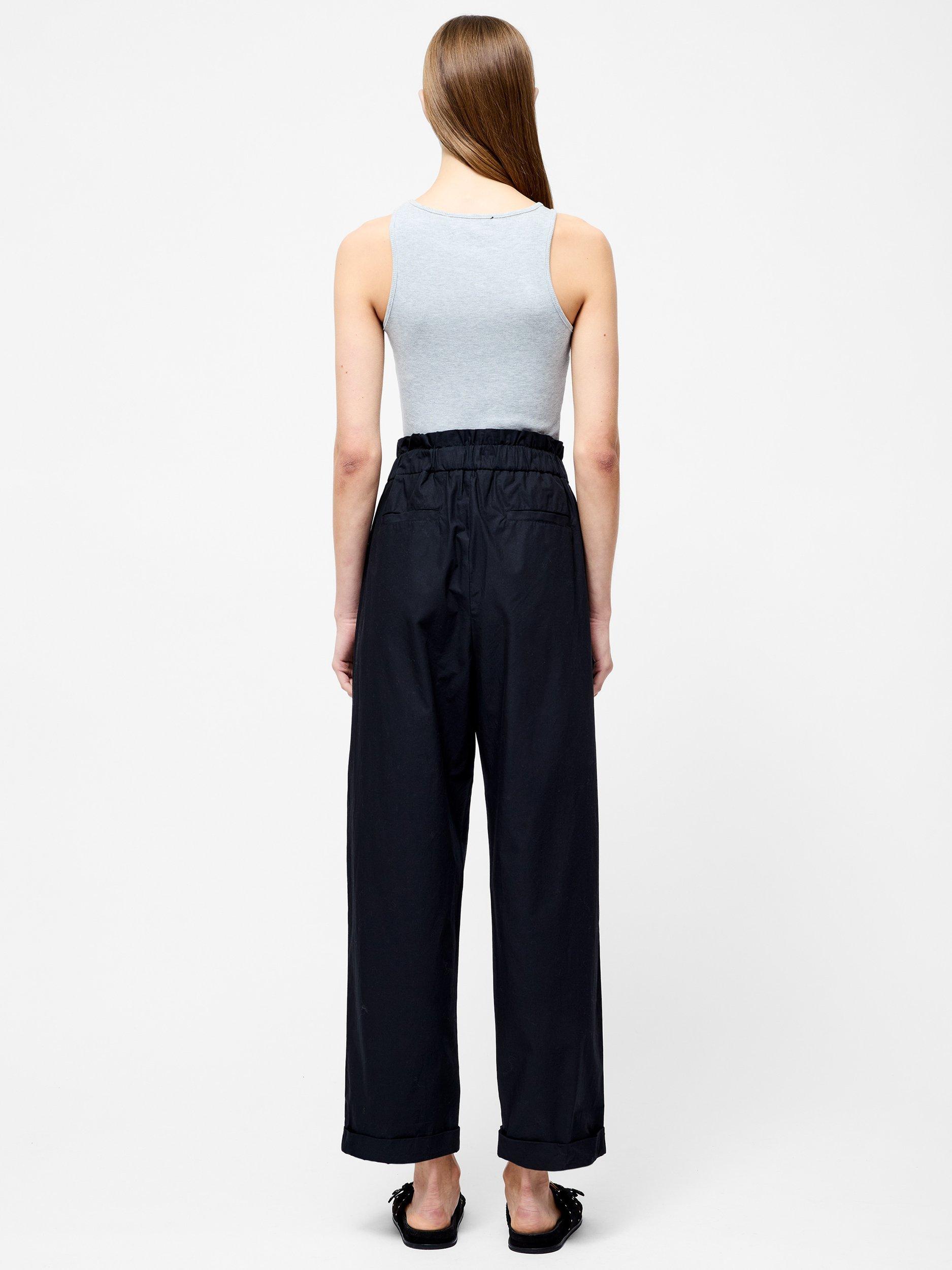 Product image 5 of 5, which shows French Connection Paperbag Waist Straight Trousers, Black, XS