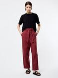 French Connection Paperbag Waist Straight Trousers, Summer Burgundy