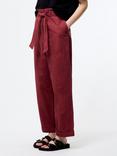 French Connection Paperbag Waist Straight Trousers, Summer Burgundy