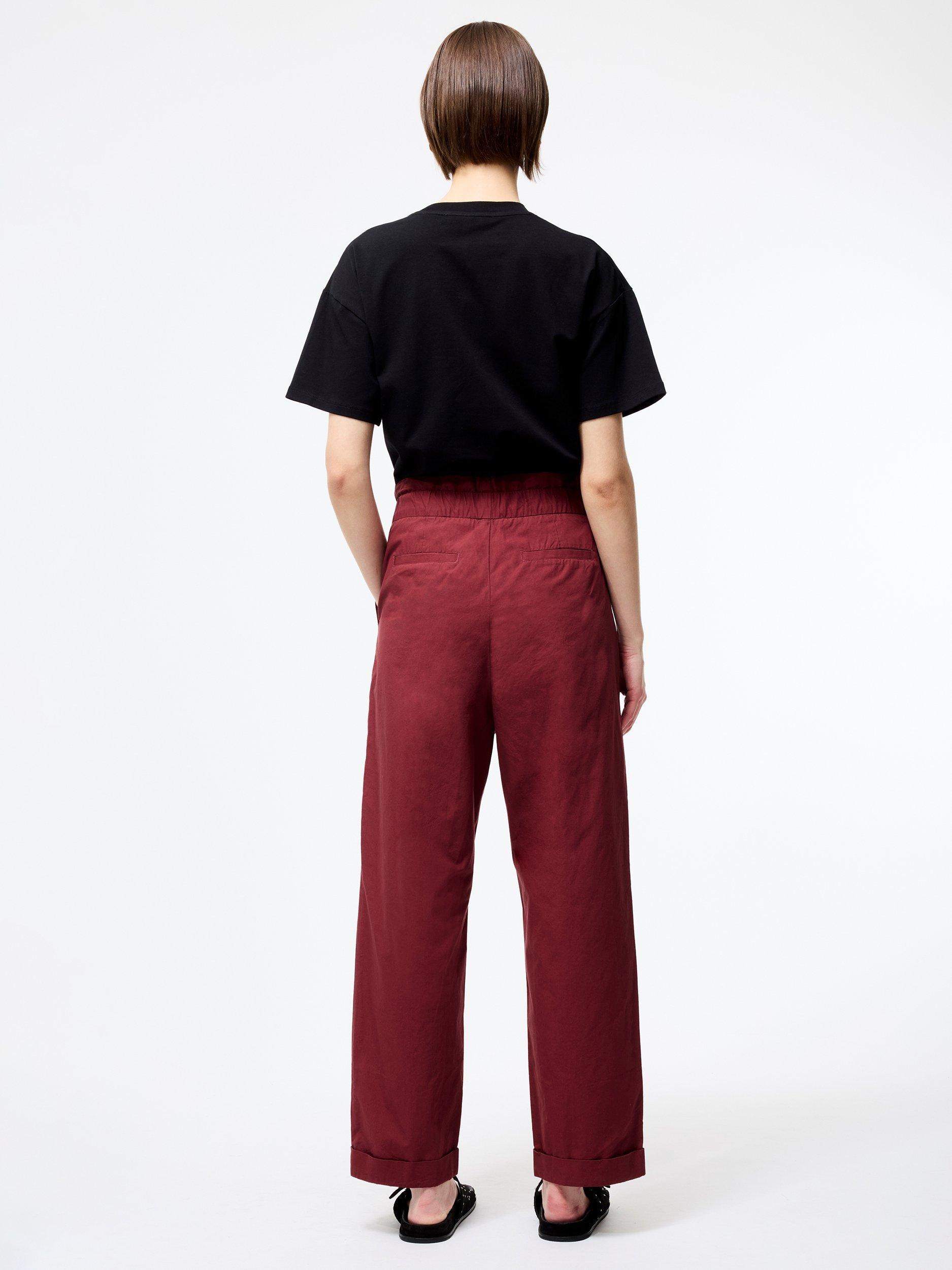 Product image 3 of 3, which shows French Connection Paperbag Waist Straight Trousers, Summer Burgundy, XL