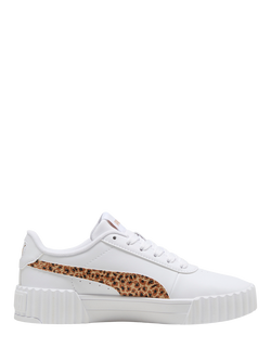 PUMA Kids' Carina 3.0 Lace Up Trainers, White/Sand, White/Sand