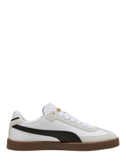 PUMA Kids' Club II Era Leather Suede Lace Up Trainers, White/Black, White/Black