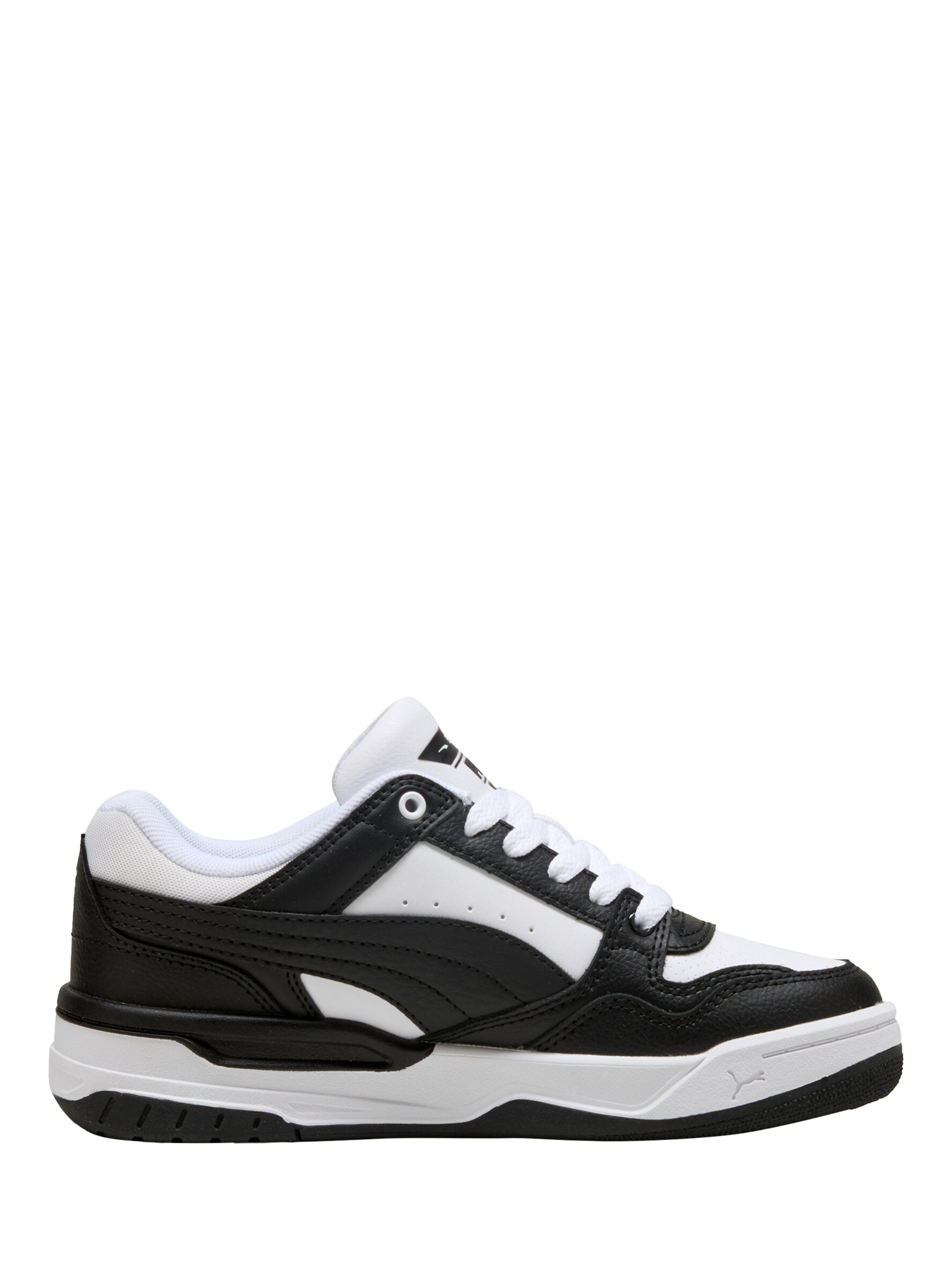 Product image 1 of 6, which shows PUMA Kids' Rebound Retro Leather Trainers, White/Black, 3