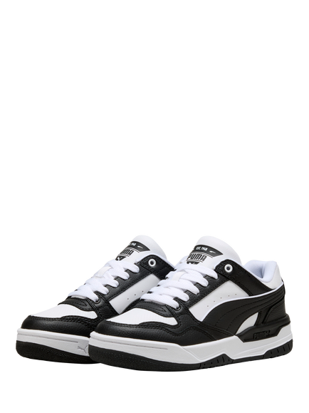 PUMA Kids' Rebound Retro Leather Trainers - view 2, White/Black