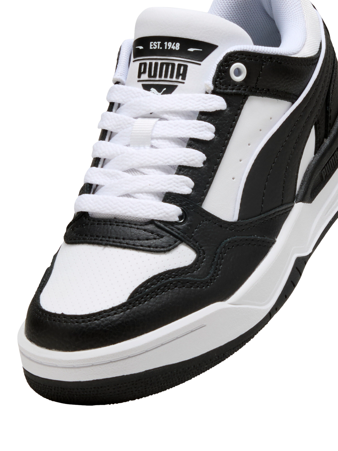 Product image 6 of 6, which shows PUMA Kids' Rebound Retro Leather Trainers, White/Black, 3