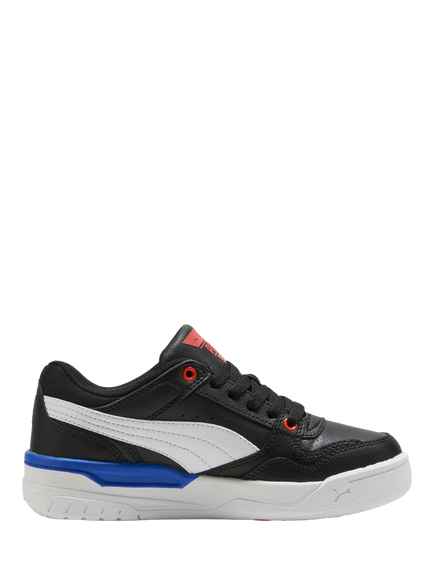 PUMA Kids' Rebound Retro Leather Trainers, Black/White/Red