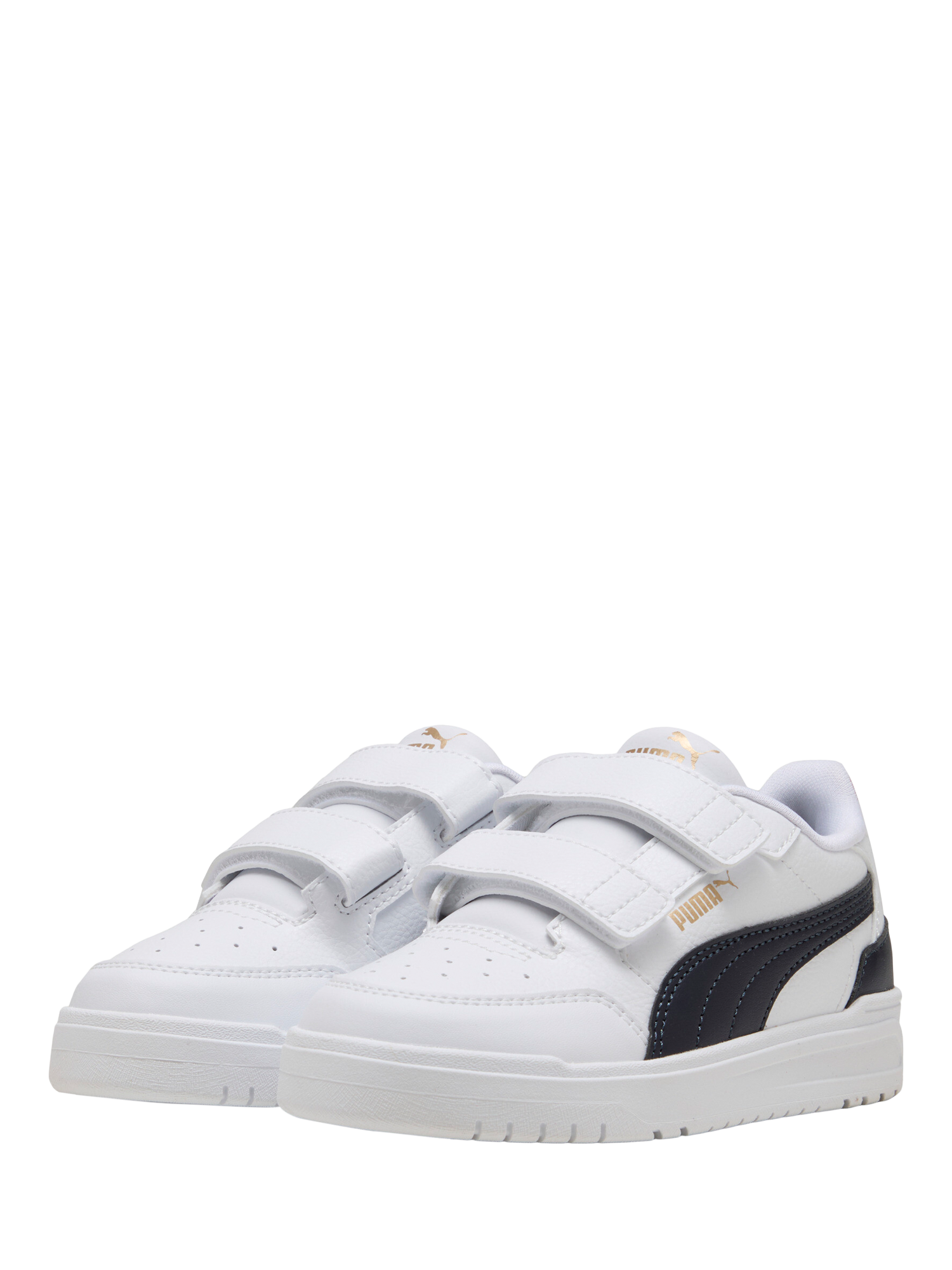 Product image 2 of 6, which shows PUMA Kids' Shuffle Downtown Mid Trainers, White/Navy, 1