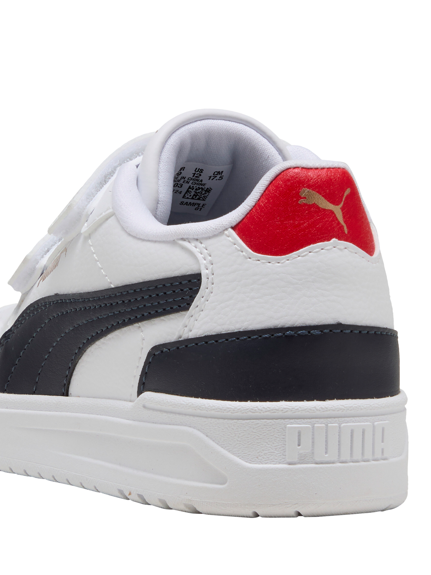 Product image 3 of 6, which shows PUMA Kids' Shuffle Downtown Mid Trainers, White/Navy, 1