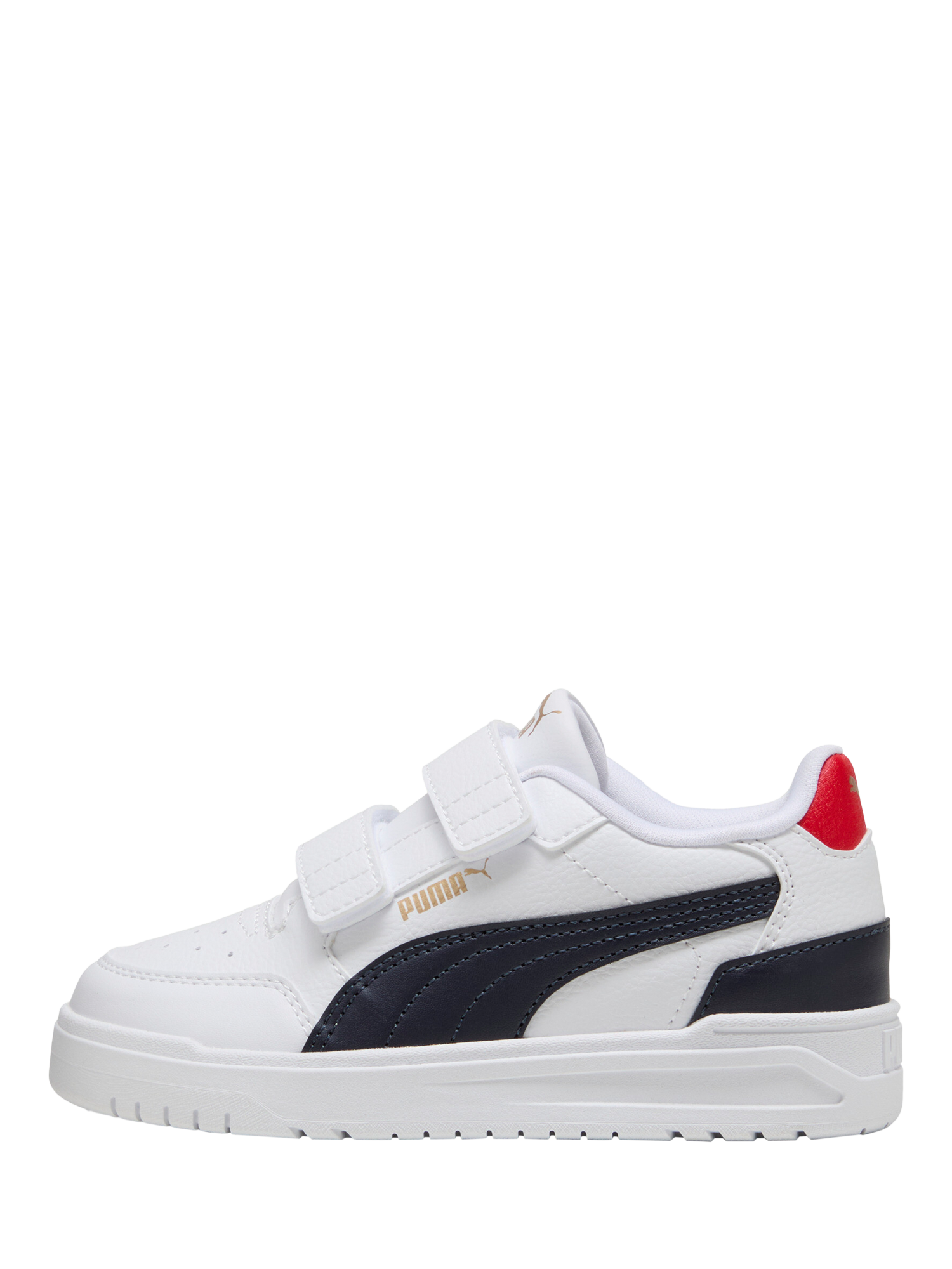 Product image 4 of 6, which shows PUMA Kids' Shuffle Downtown Mid Trainers, White/Navy, 1
