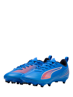 PUMA Kids' ULTRA 6 PLAY Lace Up Football Boots, Ultra Blue/Red - view 2, Ultra Blue/Red