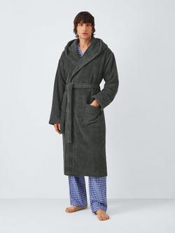 John Lewis Premium Hooded Robe, Grey, Grey