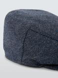John Lewis Wool Herringbone Check Flat Cap, Navy
