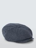 John Lewis Wool Herringbone Check Bakerboy Cap, Navy