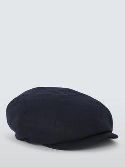 John Lewis Wool Plain Bakerboy Cap, Navy - view 2, Navy