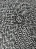 John Lewis Wool Herringbone Check Bakerboy Cap, Grey Mid