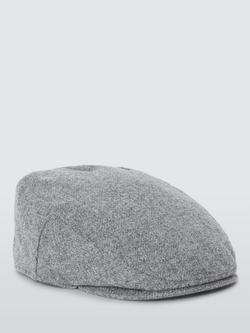 John Lewis Wool Plain Flat Cap, Grey - view 2, Grey