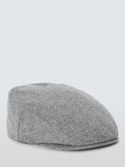 John Lewis Wool Plain Flat Cap, Grey - view 2, Grey