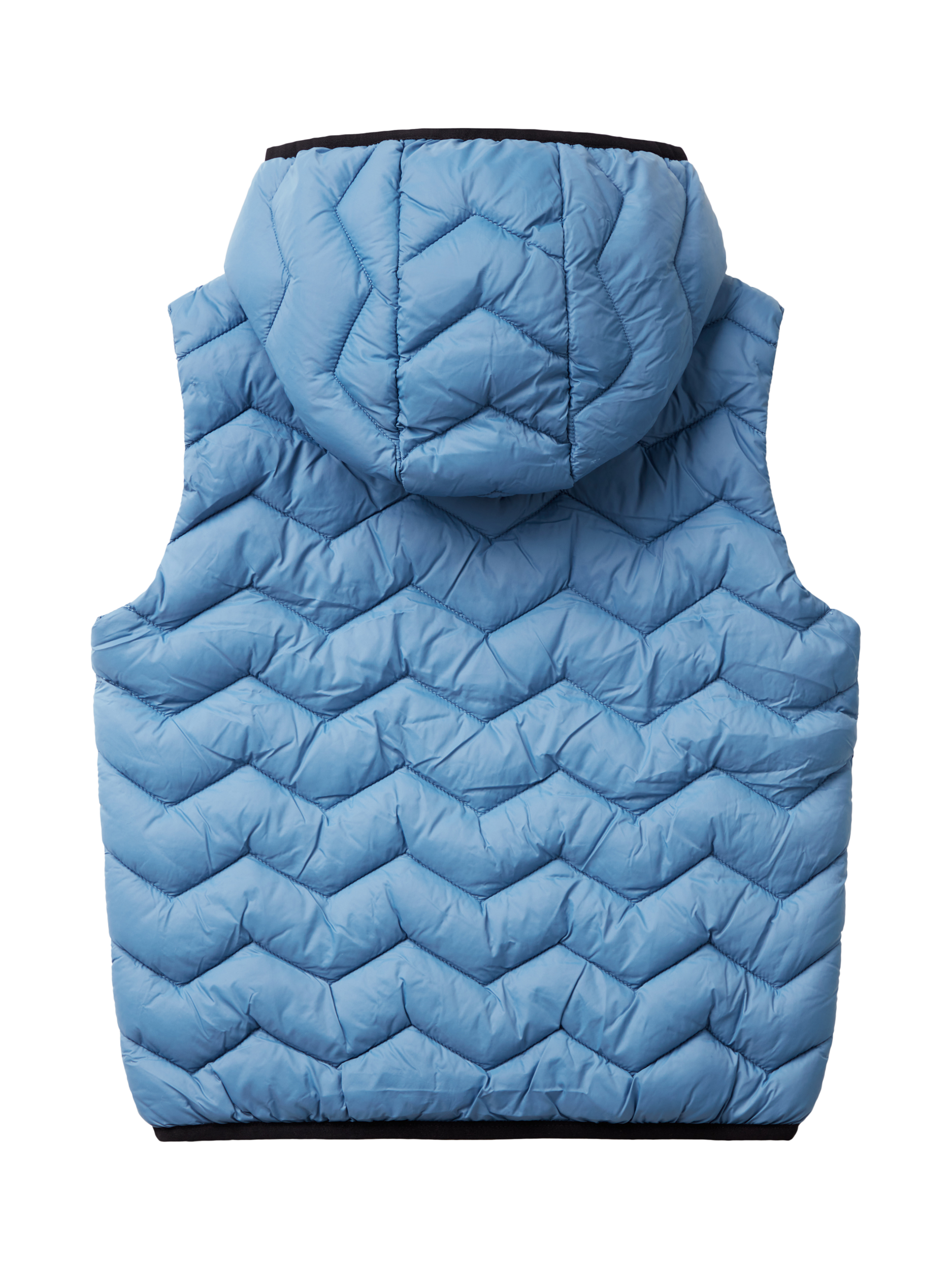 Product image 2 of 3, which shows Benetton Kids' Zig Zag Padded Down Gilet, Sugar Paper, 10-11 years