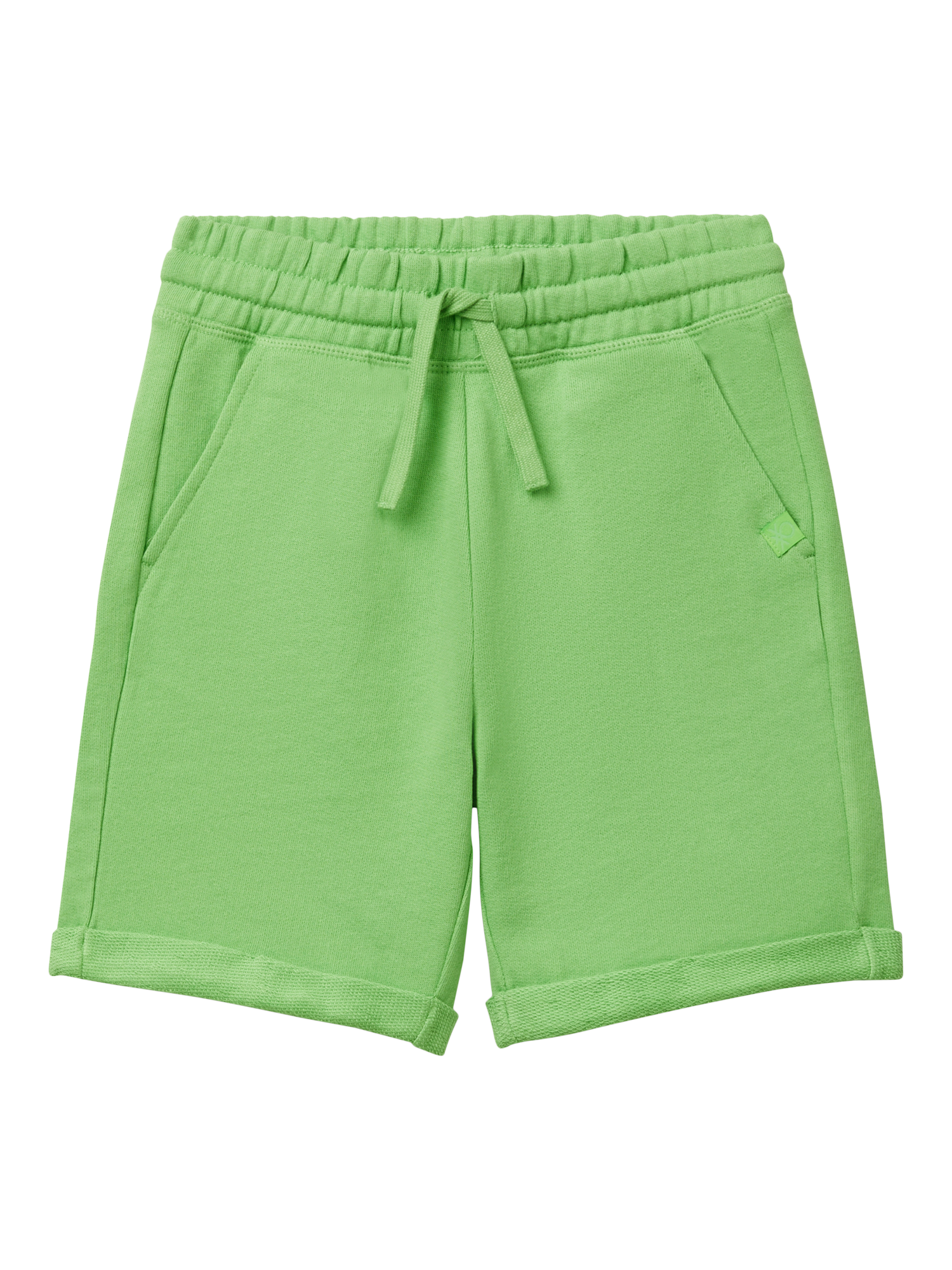 Benetton Kids' Fleece Drawstring Shorts, Green
