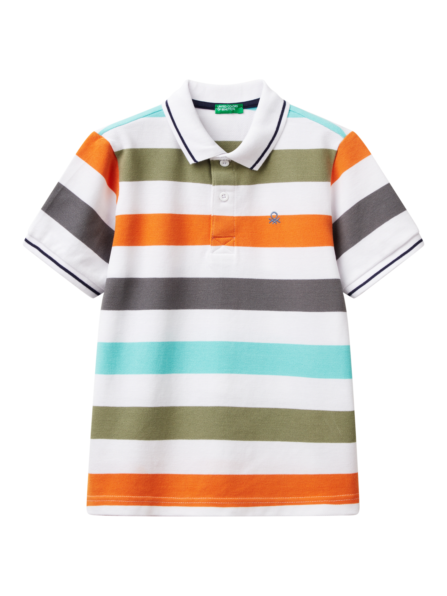 Benetton Kids' Stripe Polo Shirt, Multicolor