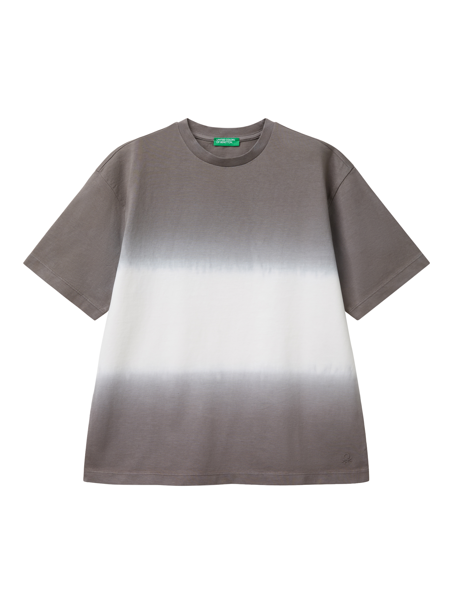 Product image 1 of 3, which shows Benetton Kids' Dip Dye Oversized T-Shirt, Dark Grey/Multi, 6-7 years