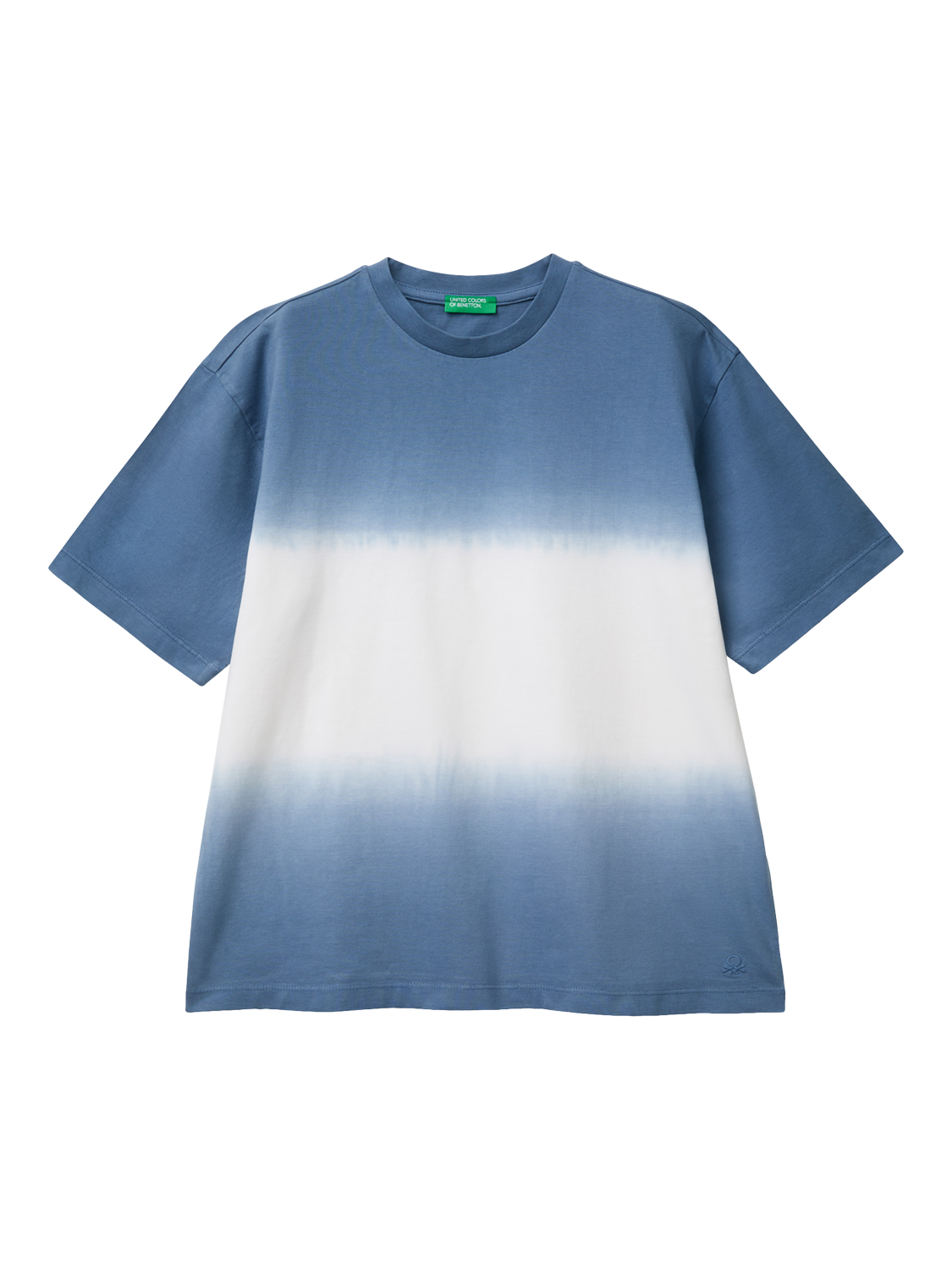 Product image 1 of 3, which shows Benetton Kids' Dip Dye Oversized T-Shirt, Air Force Blue/Multi, 6-7 years