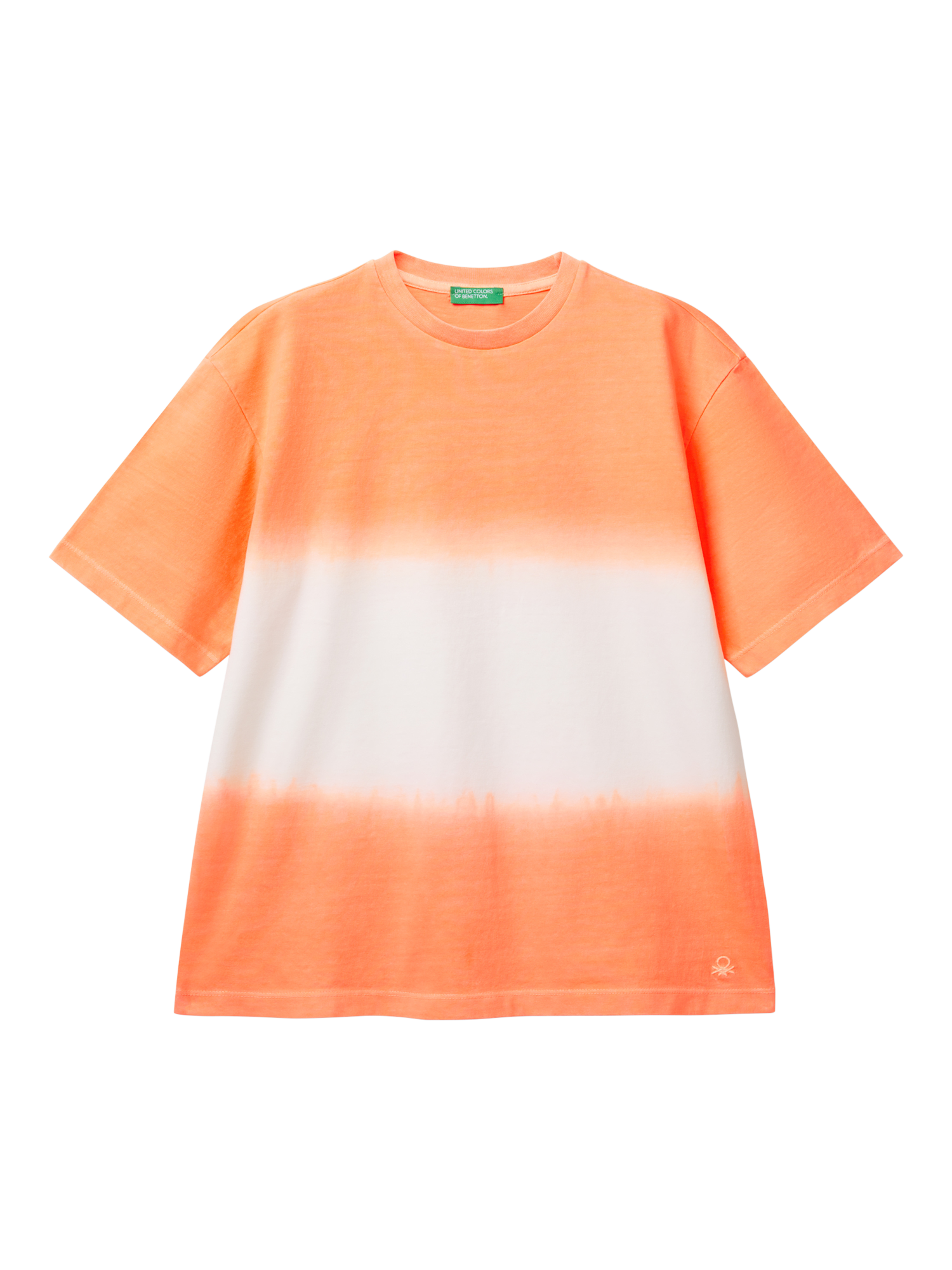 Product image 1 of 3, which shows Benetton Kids' Dip Dye Oversized T-Shirt, Orange/Multi, 10-11 years
