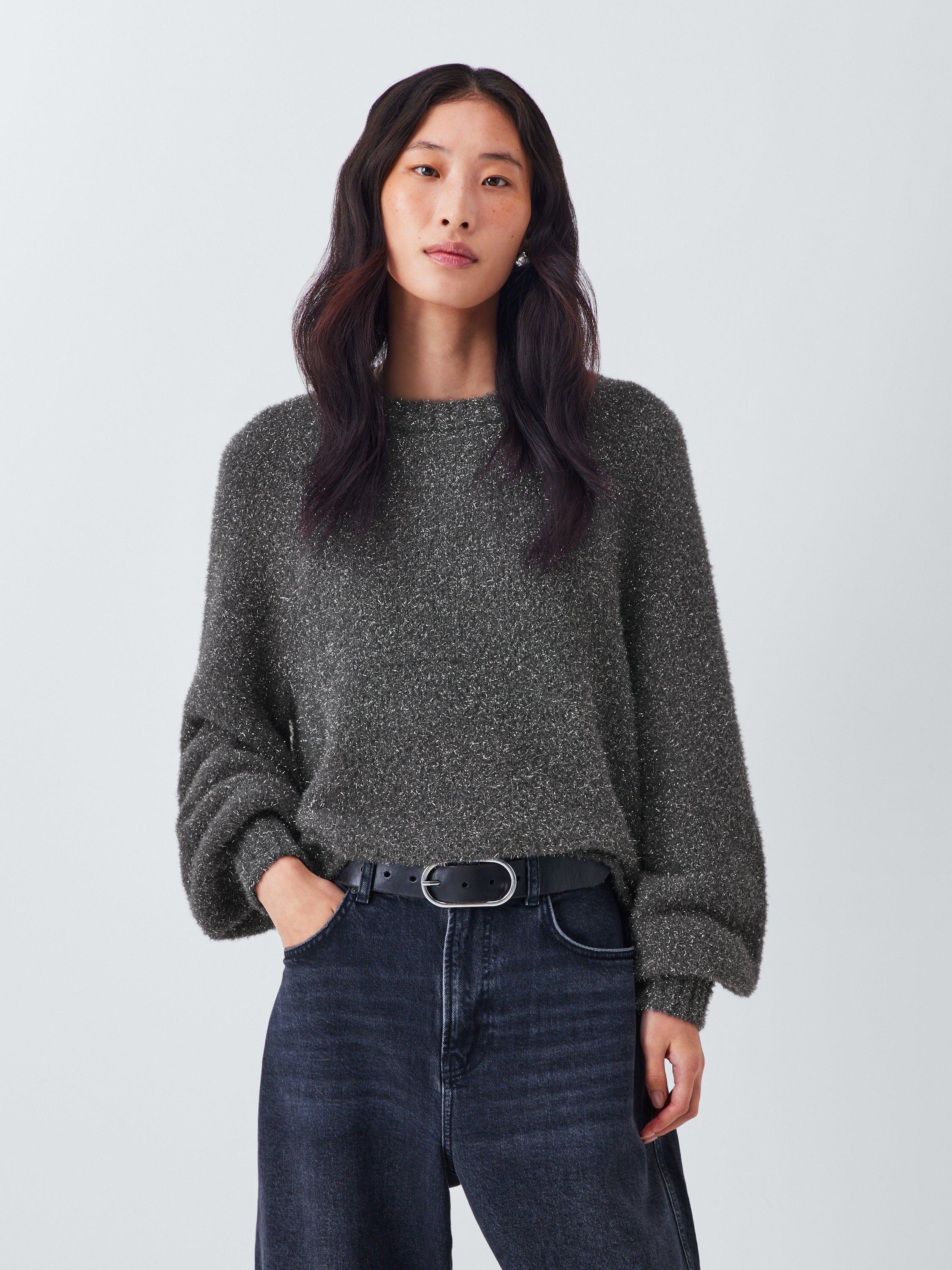 Product image 1 of 6, which shows AND/OR Robyn Sparkle Jumper, Grey Charcoal, S