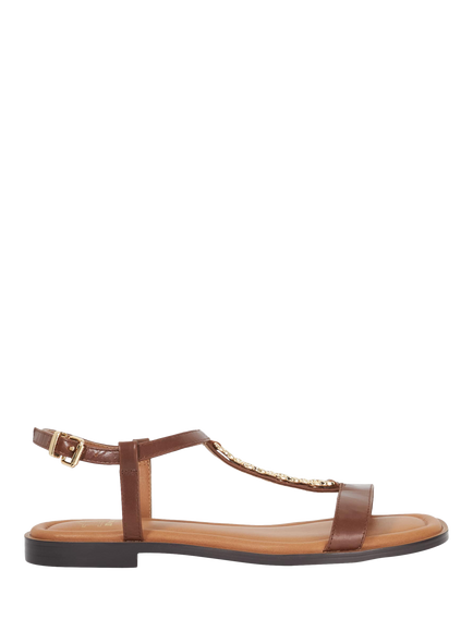 Dune London Lollipops Leather Chain Detail Strappy Sandals, Brown