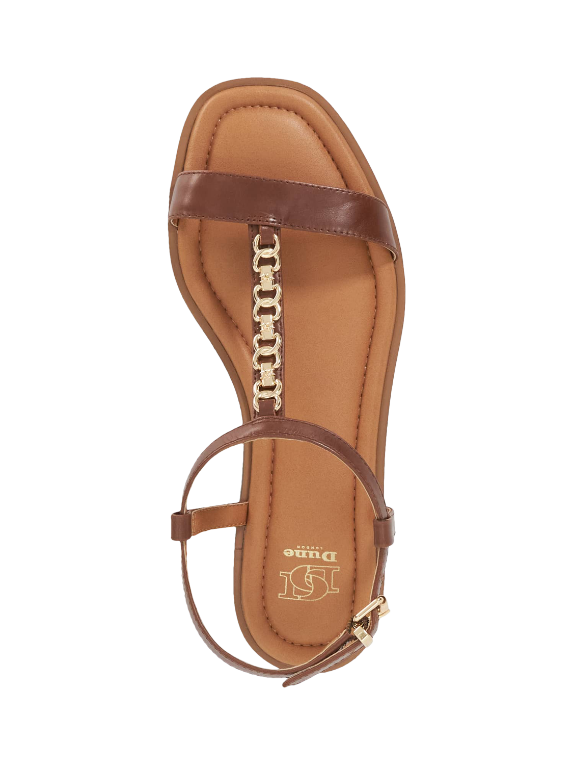 Product image 3 of 6, which shows Dune London Lollipops Leather Chain Detail Strappy Sandals, Brown, EU36