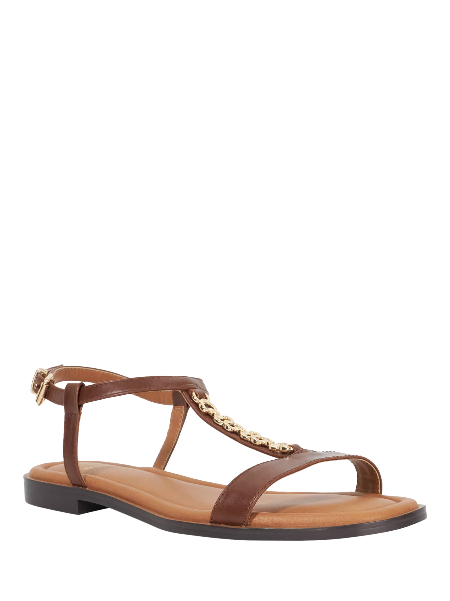 Product image 4 of 6, which shows Dune London Lollipops Leather Chain Detail Strappy Sandals, Brown, EU36