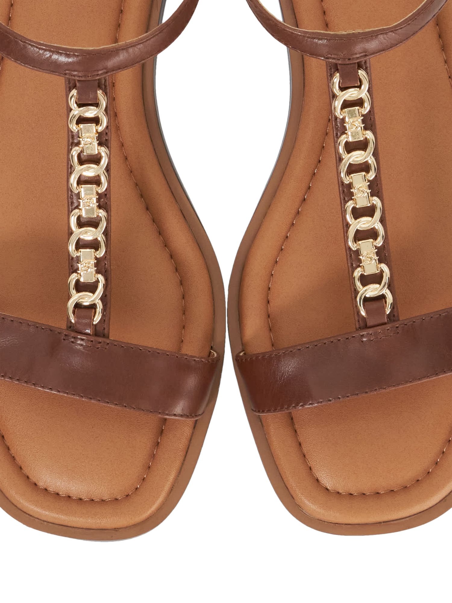 Product image 6 of 6, which shows Dune London Lollipops Leather Chain Detail Strappy Sandals, Brown, EU36