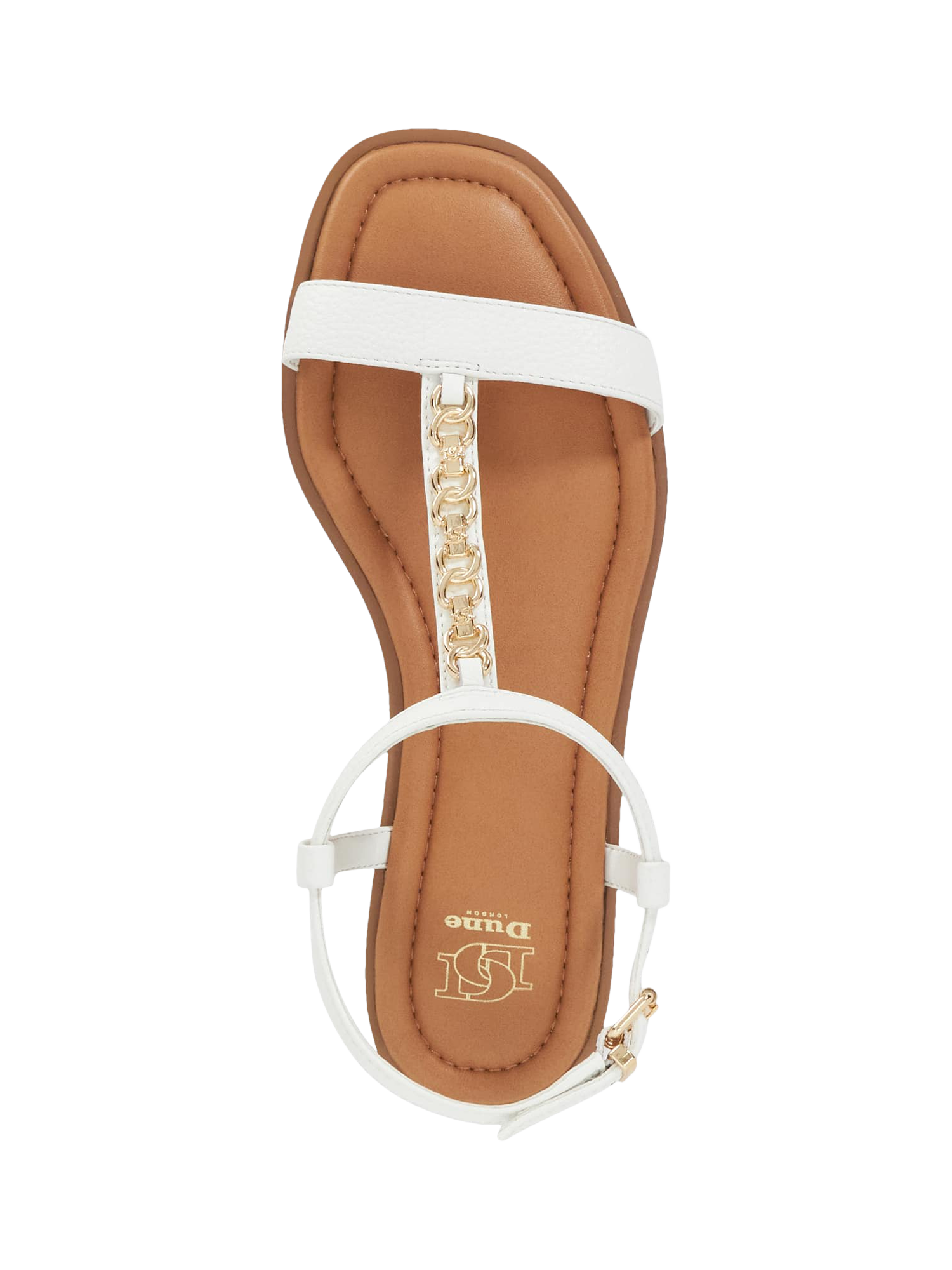 Product image 2 of 5, which shows Dune London Lollipops Leather Chain Detail Strappy Sandals, White, EU36