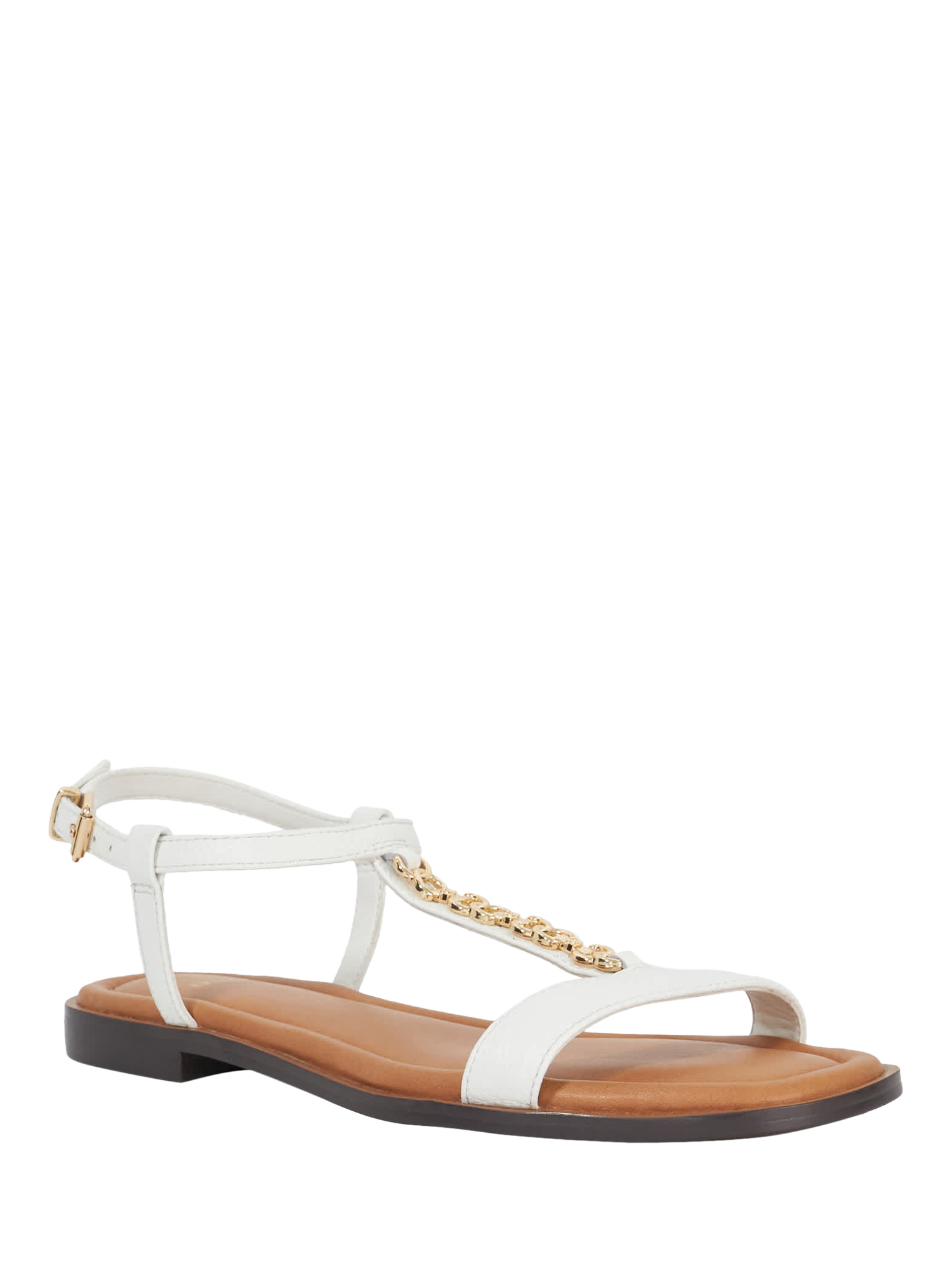 Product image 3 of 5, which shows Dune London Lollipops Leather Chain Detail Strappy Sandals, White, EU36