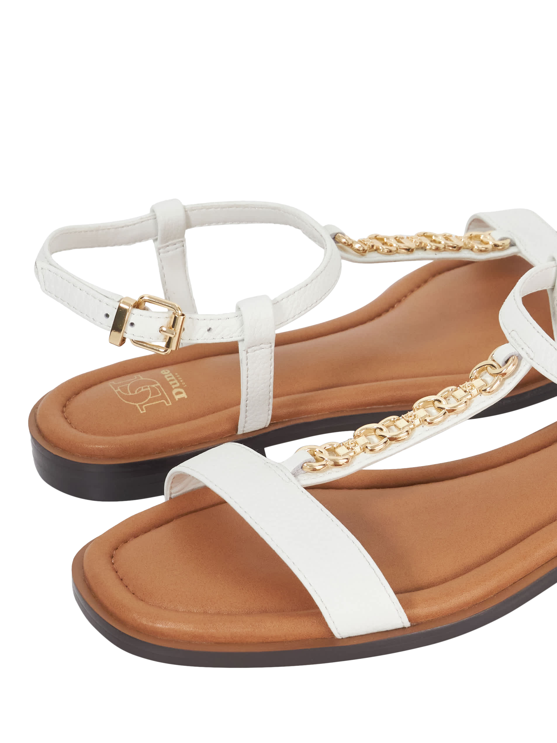 Product image 5 of 5, which shows Dune London Lollipops Leather Chain Detail Strappy Sandals, White, EU36