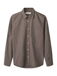 forét Maple Poplin Regular Fit Check Shirt, Brown/Khaki