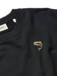 forét Fish Embroidered Cotton Sweatshirt, Black