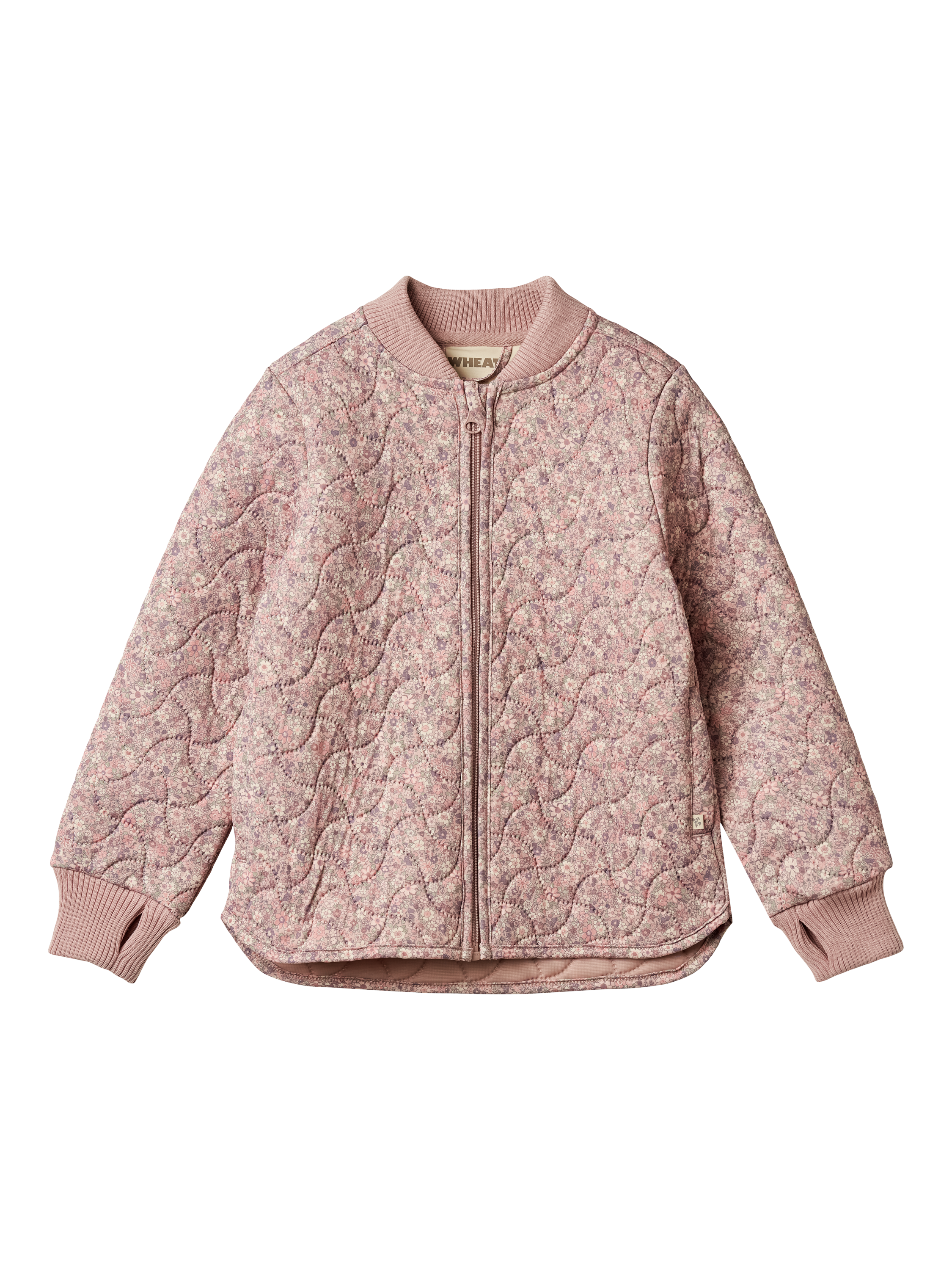 Product image 1 of 3, which shows WHEAT Kids' Louis Quilted Water Repellent Jacket, Powder/Multi, 3 years