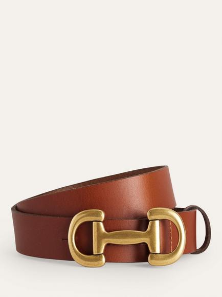 Boden Iris Snaffle Trim Leather Belt, Tan