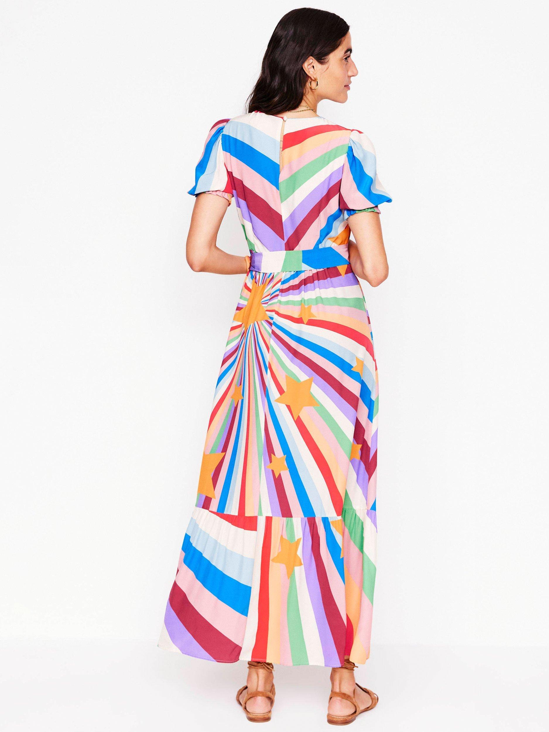 Product image 3 of 5, which shows Boden Star Stripe Blouson Dress, Multi, 8