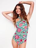 Boden Floral Cross Front Swimsuit, Multi